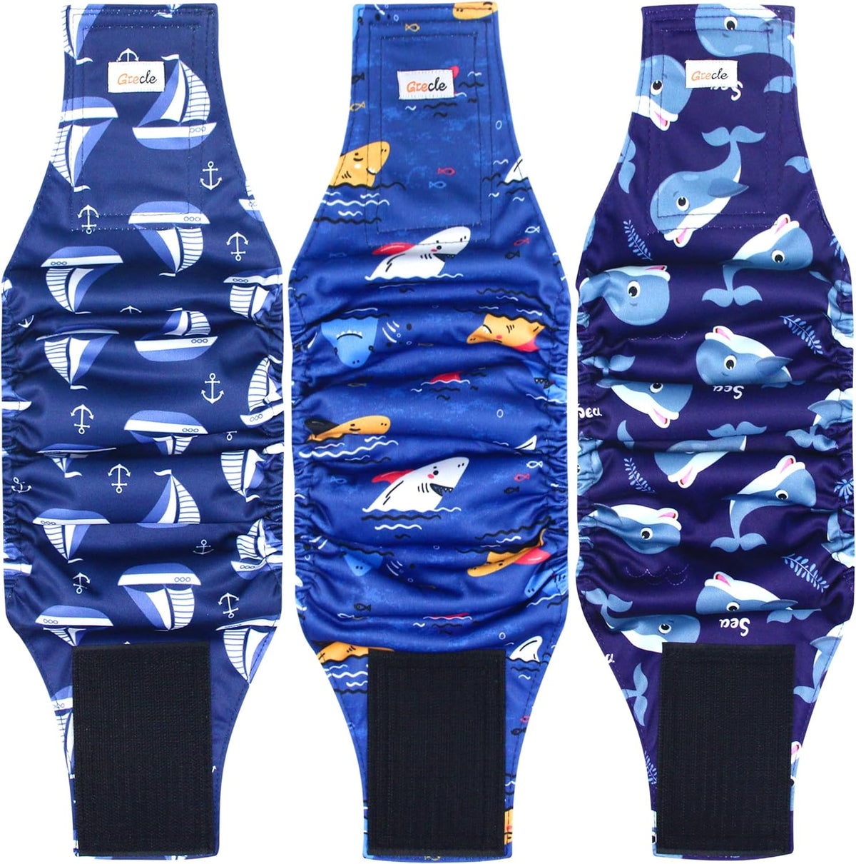 Premium Washable Male Dog Diapers - 3 Pack, High Absorbency Belly Bands for X-Large Dogs, Ideal for Excitable Urination and Training (Sailboat Design)