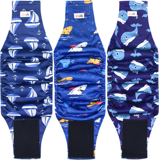 Premium Washable Male Dog Diapers - 3 Pack, High Absorbency Belly Bands for X-Large Dogs, Ideal for Excitable Urination and Training (Sailboat Design)