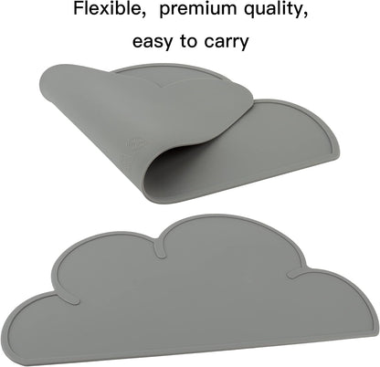Premium Anti-Slip Waterproof Pet Feeding Mat for Dogs and Cats - Dark Gray Cloud Silicone Pad