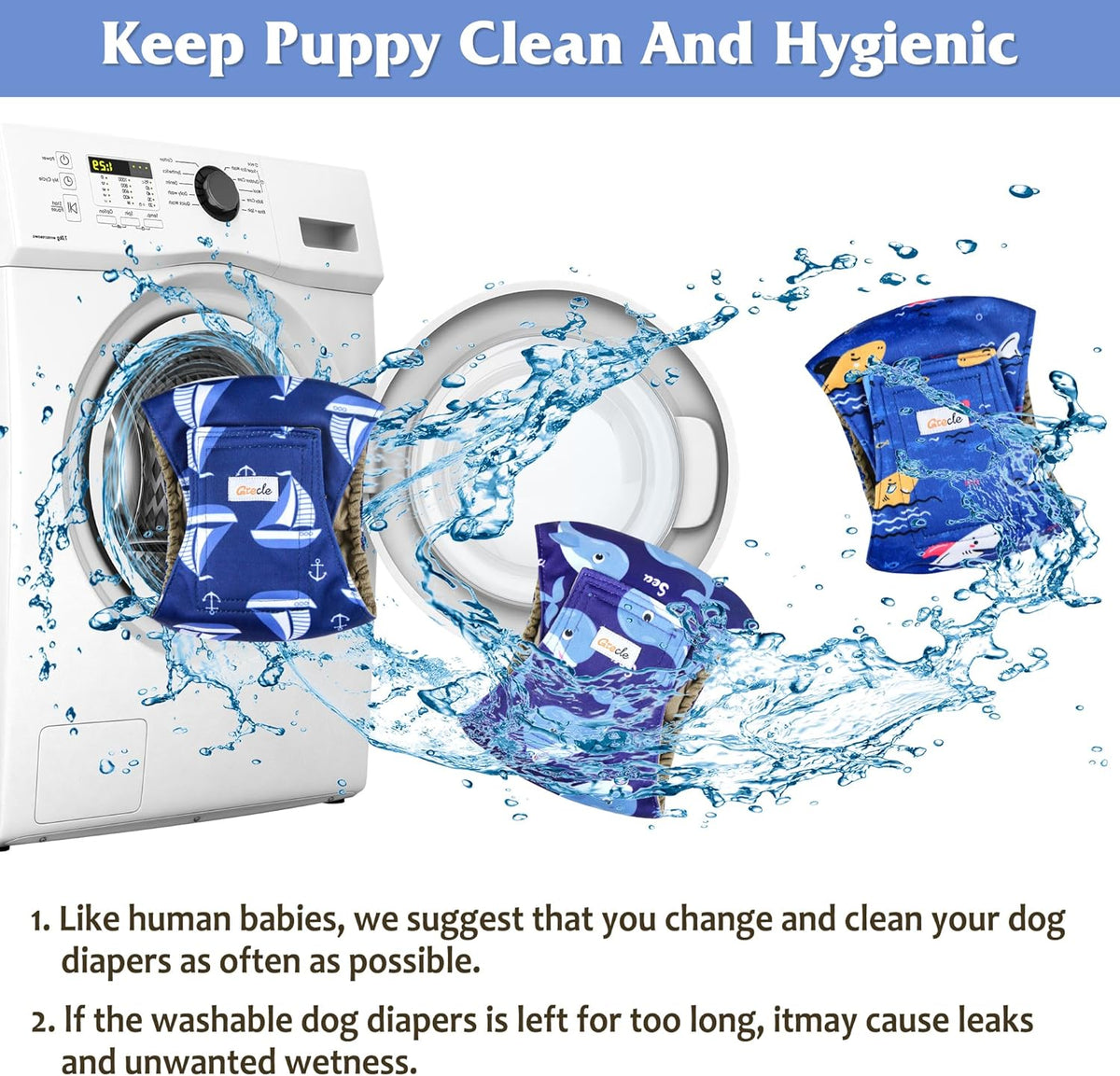 Premium Washable Male Dog Diapers - 3 Pack, High Absorbency Belly Bands for X-Large Dogs, Ideal for Excitable Urination and Training (Sailboat Design)