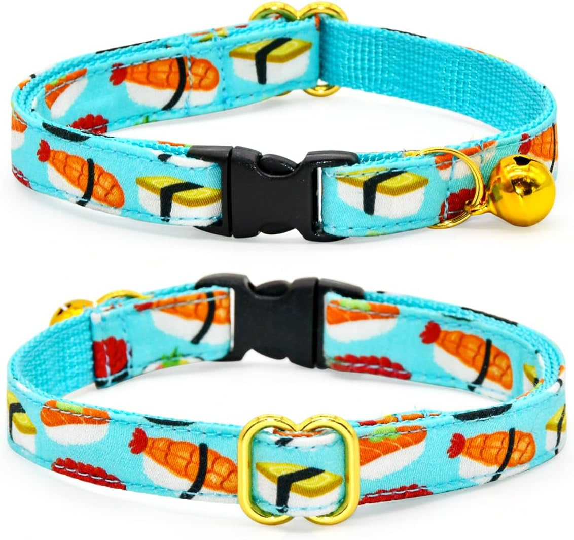 Sushi-Themed Breakaway Cat Collar and Bow Tie Set for Special Occasions