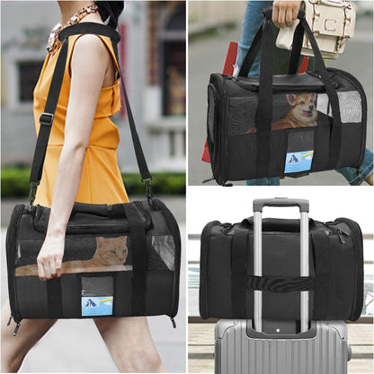 Airline Approved Pet Carrier for Medium and Small Cats and Dogs, Soft TSA Compliant Carrier for Pets Up to 15 lbs, Black