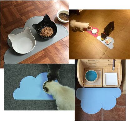 Premium Anti-Slip Waterproof Pet Feeding Mat for Dogs and Cats - Dark Gray Cloud Silicone Pad