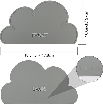 Premium Anti-Slip Waterproof Pet Feeding Mat for Dogs and Cats - Dark Gray Cloud Silicone Pad