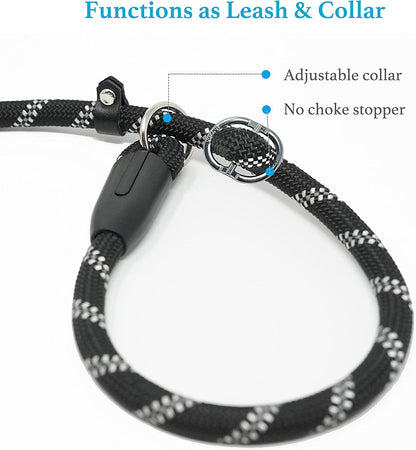 Durable Black Slip Lead Dog Leash, 1/2" x 6 FT
