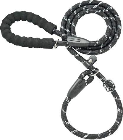 Durable Black Slip Lead Dog Leash, 1/2" x 6 FT