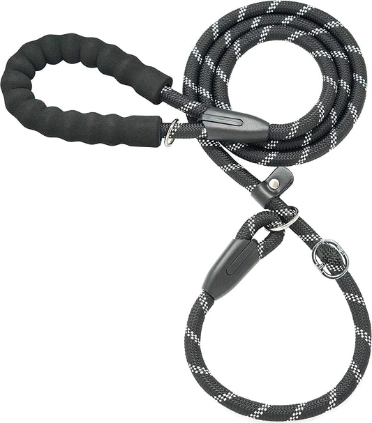 Durable Black Slip Lead Dog Leash, 1/2" x 6 FT