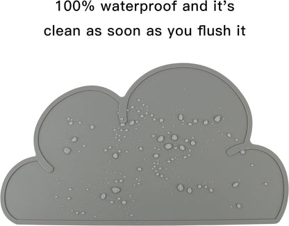 Premium Anti-Slip Waterproof Pet Feeding Mat for Dogs and Cats - Dark Gray Cloud Silicone Pad