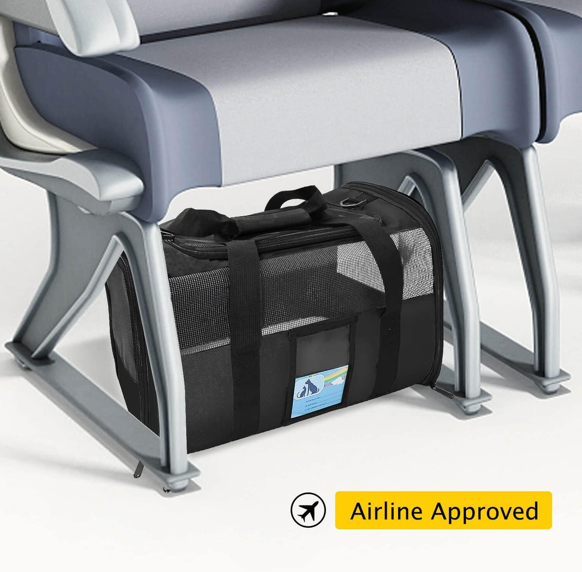 Airline Approved Pet Carrier for Medium and Small Cats and Dogs, Soft TSA Compliant Carrier for Pets Up to 15 lbs, Black