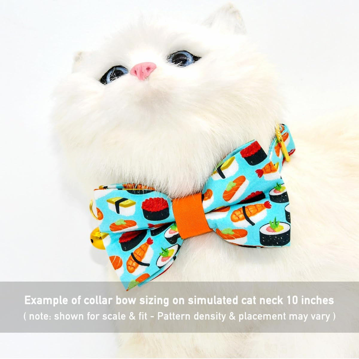 Sushi-Themed Breakaway Cat Collar and Bow Tie Set for Special Occasions