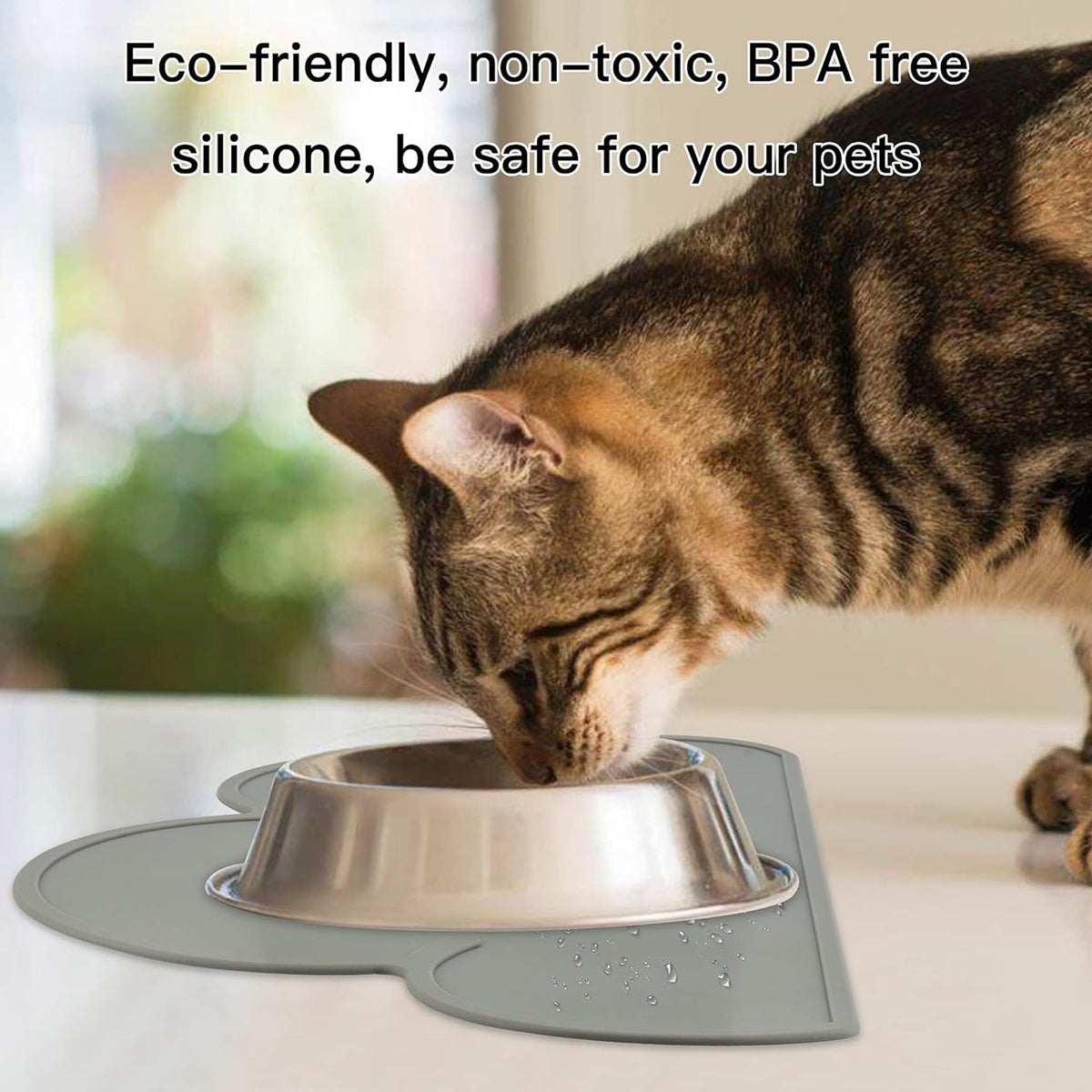 Premium Anti-Slip Waterproof Pet Feeding Mat for Dogs and Cats - Dark Gray Cloud Silicone Pad