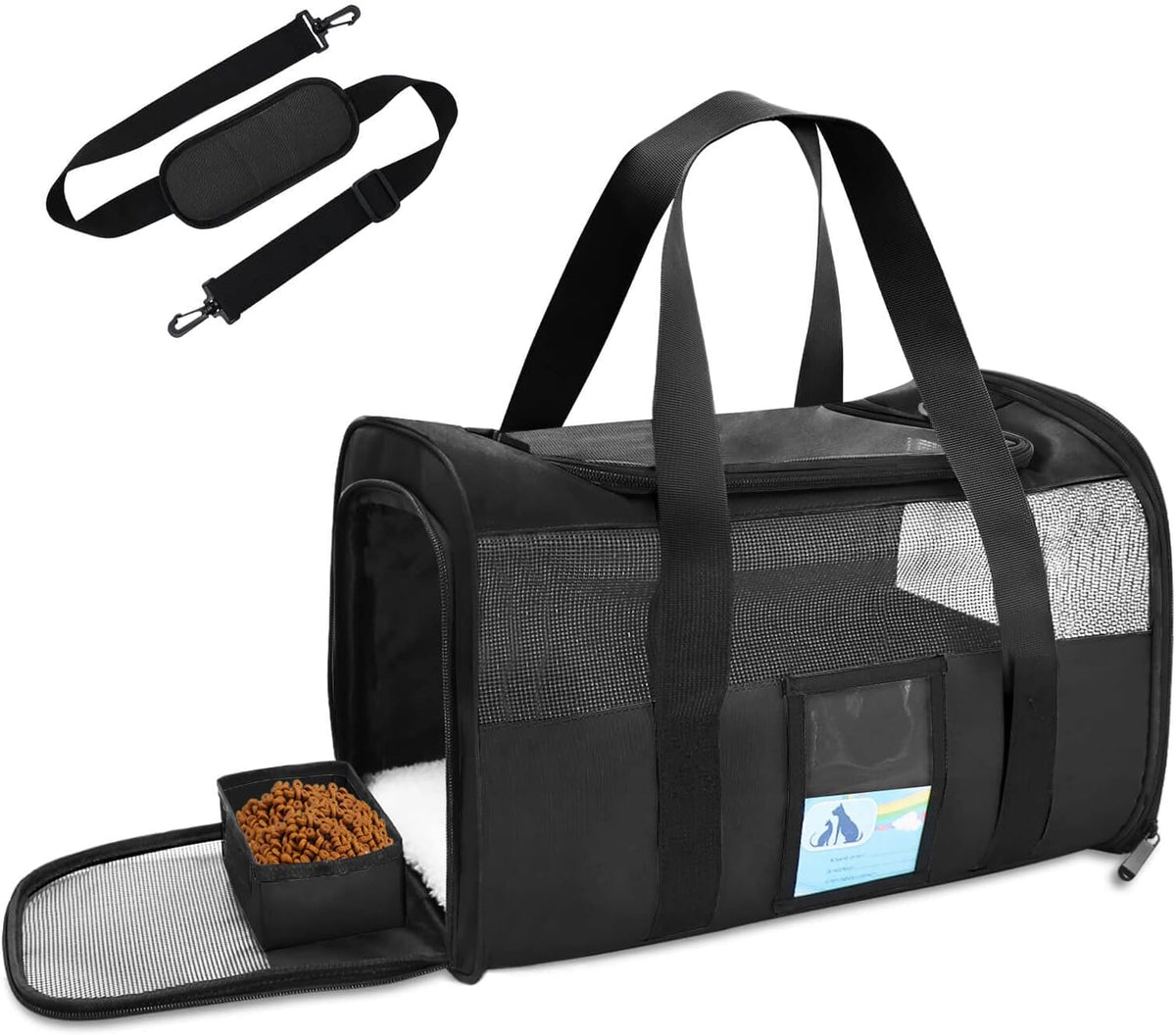 Airline Approved Pet Carrier for Medium and Small Cats and Dogs, Soft TSA Compliant Carrier for Pets Up to 15 lbs, Black