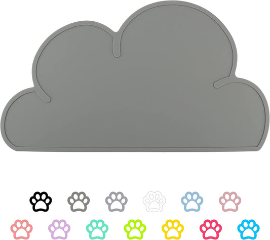 Premium Anti-Slip Waterproof Pet Feeding Mat for Dogs and Cats - Dark Gray Cloud Silicone Pad