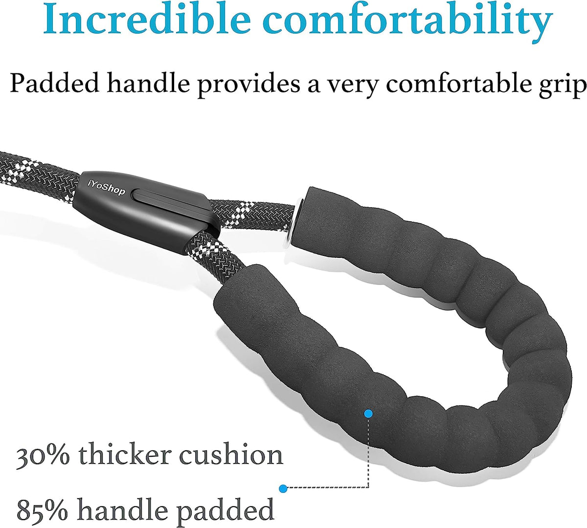 Durable Black Slip Lead Dog Leash, 1/2" x 6 FT