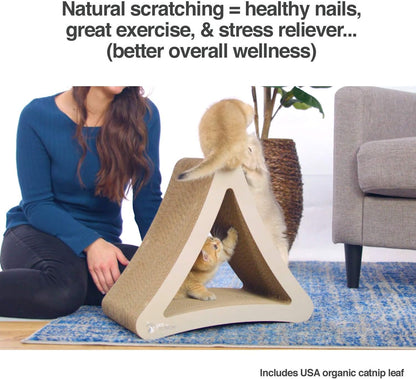 Vertical Cat Scratching Post - 3 Sided Design, 18" x 10.5" x 15.9
