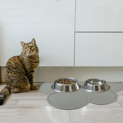 Premium Anti-Slip Waterproof Pet Feeding Mat for Dogs and Cats - Dark Gray Cloud Silicone Pad