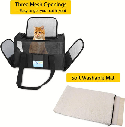 Airline Approved Pet Carrier for Medium and Small Cats and Dogs, Soft TSA Compliant Carrier for Pets Up to 15 lbs, Black